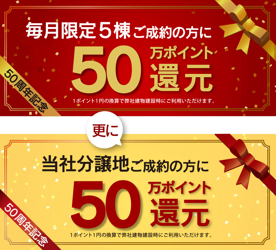 50周年記念「50万ポイント還元」